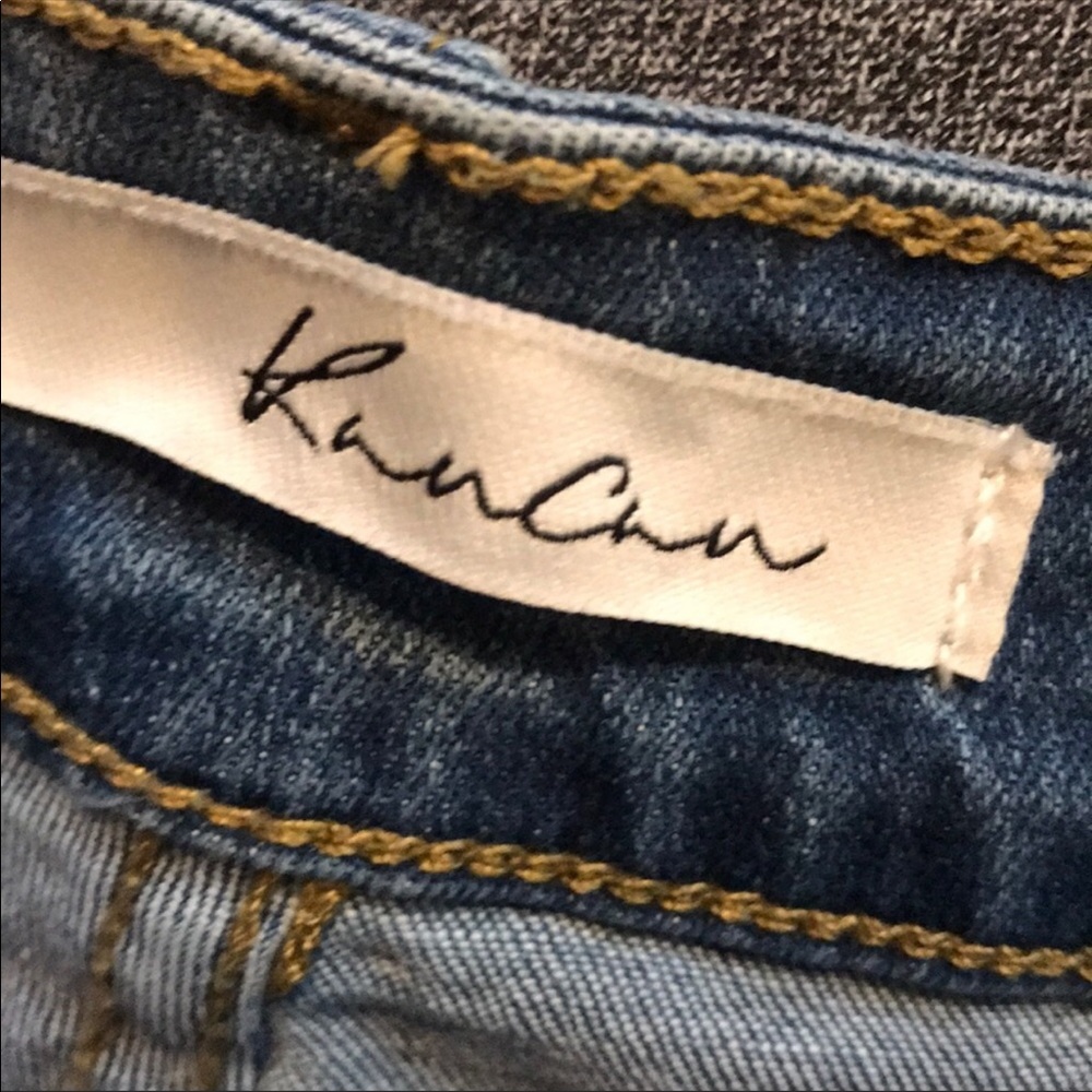 Kancan Distressed Skinny Jeans w/ Fringe Hems 25 - Picture 7 of 8